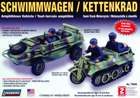 Model plastikowy Lindberg - Amfibia + Lekki pojazd wielozadaniowy ( II Wojna Światowa )