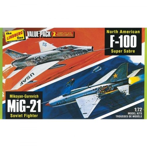 Modele plastikowe - Myśliwce Vietnam Era Fighters (F-100 Supersabre Mig-21BD) 2 szt. - Lindberg