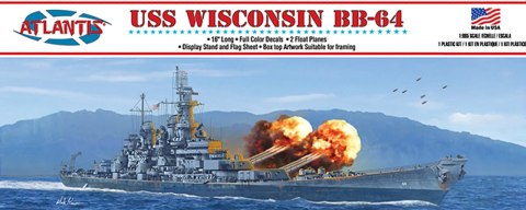 Model Plastikowy - ATLANTIS Models Statek Okręt 1:665 USS Wisconsin BB-64 Battleship 16 Inch - AMCM3006