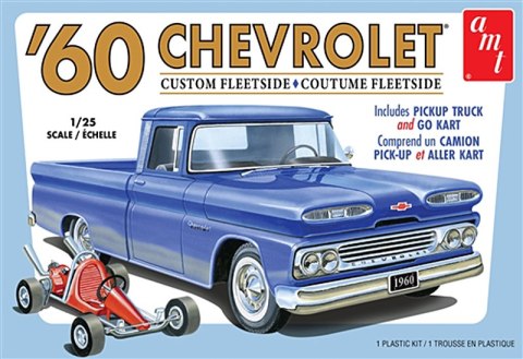 Model Plastikowy - Samochód 1:25 1960 Chevy Custom Fleetside Pickup w/Go Kart 2T - AMT1063