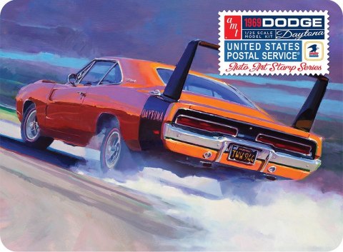 Model Plastikowy - Samochód 1:25 1969 Dodge Charger Daytona (USPS Stamp Series Collector Tin) - AMT1232