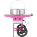 Maszyna urządzenie do waty cukrowej z wózkiem na kółkach bez pokrywy 1130 W - różowa