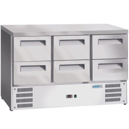 Stół chłodniczy 6 szuflad GN 1/1 368 l 304 W 1365x700x855 mm