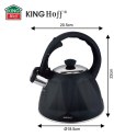 CZAJNIK 2L Z GWIZDKIEM KINGHOFF KH-1997 CZARNY MAT