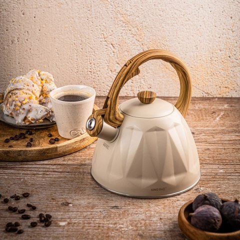 CZAJNIK 2L Z GWIZDKIEM KINGHOFF KH-1998 BEŻOWY MAT