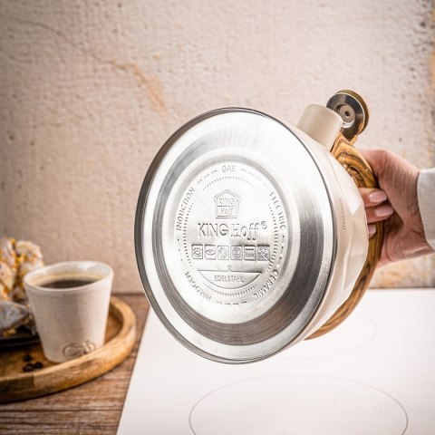 CZAJNIK 2L Z GWIZDKIEM KINGHOFF KH-1998 BEŻOWY MAT