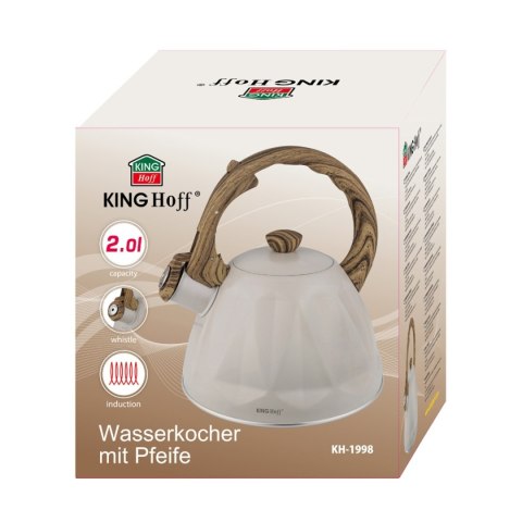 CZAJNIK 2L Z GWIZDKIEM KINGHOFF KH-1998 BEŻOWY MAT