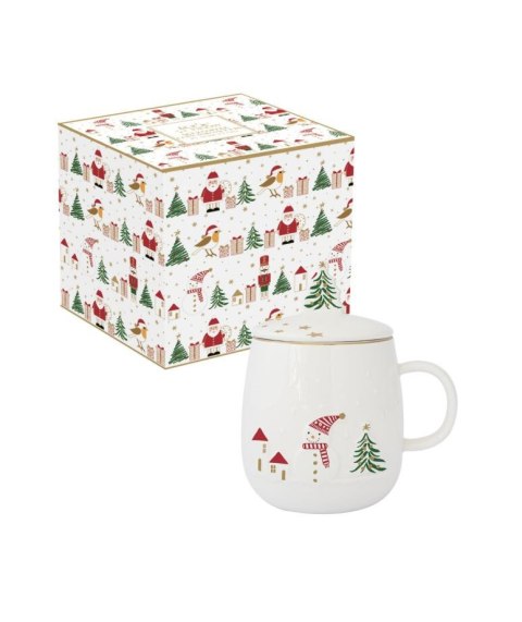 Magia Świąt Bałwanek Kubek Porcelanowy z Zaprzaczem w Ozdobnym Pudełku 450 ml
