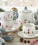 Magia Świąt Bałwanek i Dziadek do Orzechów Filiżanki Porcelanowe ze Spodkiem w Ozdobnym Pudełku 120 ml