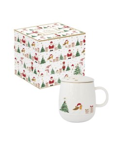 Magia Świąt Ptaszek Kubek Porcelanowy z Zaprzaczem w Ozdobnym Pudełku 450 ml