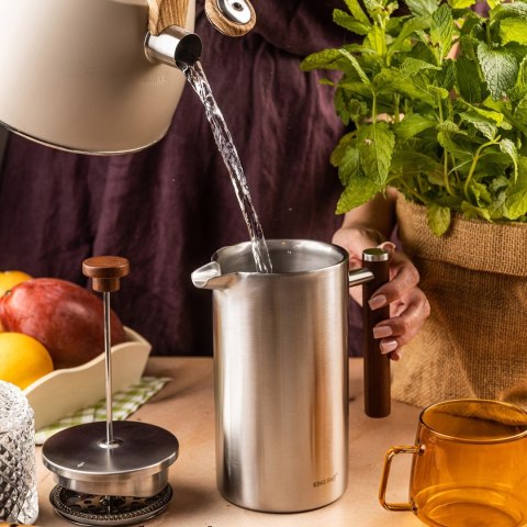 STALOWY ZAPARZACZ TŁOKOWY DO KAWY HERBATY 1L KINGHOFF KH-1995