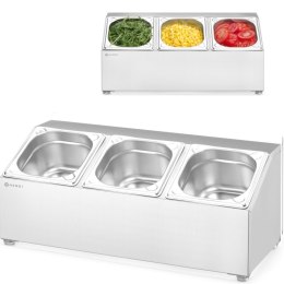 Stojak ekspozytor stalowy na pojemniki gastronomiczne 3x GN 1/6