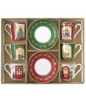 Świąteczna scanka Kpl. 6 filiżanek porcelanowych ze spodkami 100 ml w kolorowym pudełku