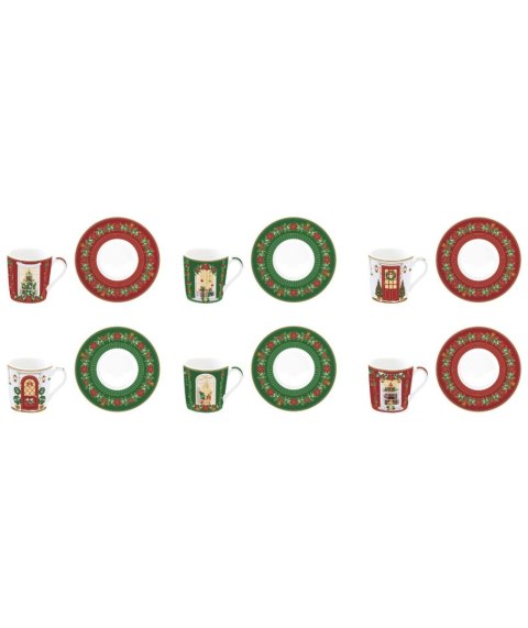 Świąteczna scanka Kpl. 6 filiżanek porcelanowych ze spodkami 100 ml w kolorowym pudełku