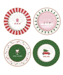 Świąteczny twist Zestaw 4 porcelanowych talerzyków Ø 19,5 cm w kolorowym pudełku