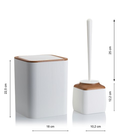 Zestaw łazienkowy Crystal biały/drewno Wyjątkowy zestaw łazienkowy Crystal składający się z 5ciu elementów, kolor biały z wykońc