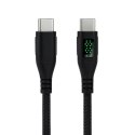 KABEL USB-C męski - męski 480Mbps 100W 1m ART czarny, oplot, wyświetlacz