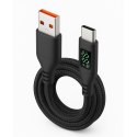 KABEL USB-C/USB-A M-M 480Mbps 60W 2m ART czarny, oplot, wyświetlacz