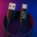 KABEL USB-C/USB-A M-M 480Mbps 60W 2m ART czarny, oplot, wyświetlacz