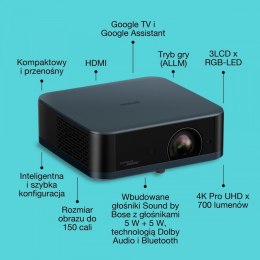 Projektor EF-62N x4K PRO-UHD/700L/5m:1/1.6kg niebieski