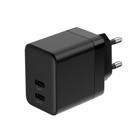 Ultra Compact GaN Ładowarka sieciowa 2x USB-C 35W PD 3.0 z PPS Czarna