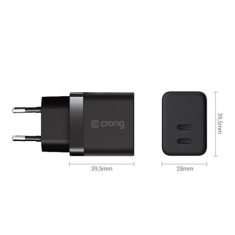 Ultra Compact GaN Ładowarka sieciowa 2x USB-C 35W PD 3.0 z PPS Czarna