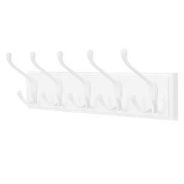 Wąski wieszak ścienny 5 haków biały