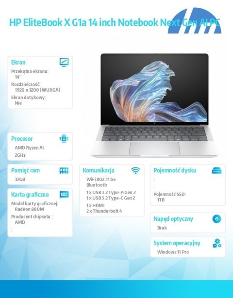 Notebook EliteBook X G1a AI7P360 1TB/32GB/W11P/14.0 B9ZX1ET