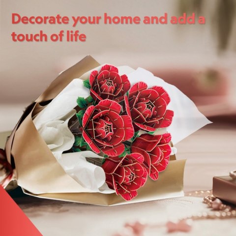 Puzzle 3D Bukiet kwiatów duży - Róże