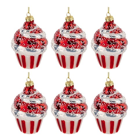 Bombki choinkowe babeczka 6szt szklane