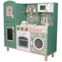 KUCHNIA DREWNIANA DLA DZIECI PODŚWIETLANE PALNIKI LAMPKA LED 90x30x90CM ZIELONA