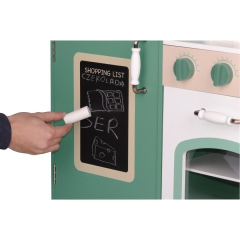 KUCHNIA DREWNIANA DLA DZIECI PODŚWIETLANE PALNIKI LAMPKA LED 90x30x90CM ZIELONA