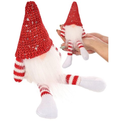 MIKOŁAJ GNOM DEKORACYJNY SIEDZĄCY CZERWONY 13+10CM