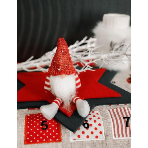 MIKOŁAJ GNOM DEKORACYJNY SIEDZĄCY CZERWONY 13+10CM