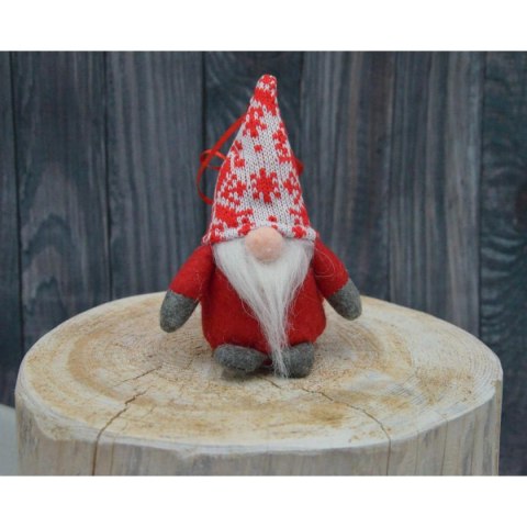 MIKOŁAJEK DEKORACYJNY Z WORKIEM NA PREZENT 15CM CZERWONY