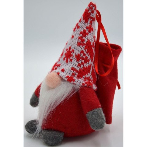MIKOŁAJEK DEKORACYJNY Z WORKIEM NA PREZENT 15CM CZERWONY