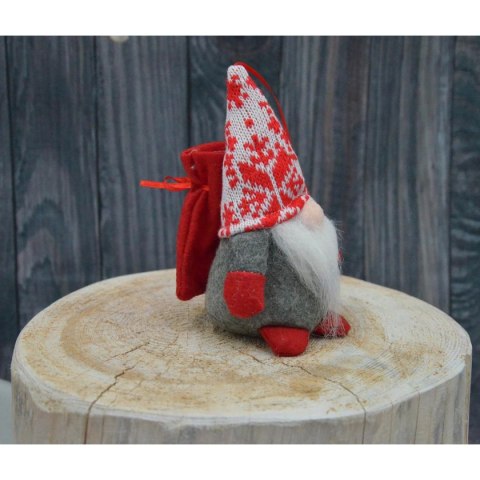 MIKOŁAJEK DEKORACYJNY Z WORKIEM NA PREZENT 15CM SZARY