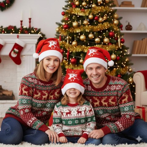 CZAPKA MIKOŁAJA KLASYCZNA 30X40CM RENIFER