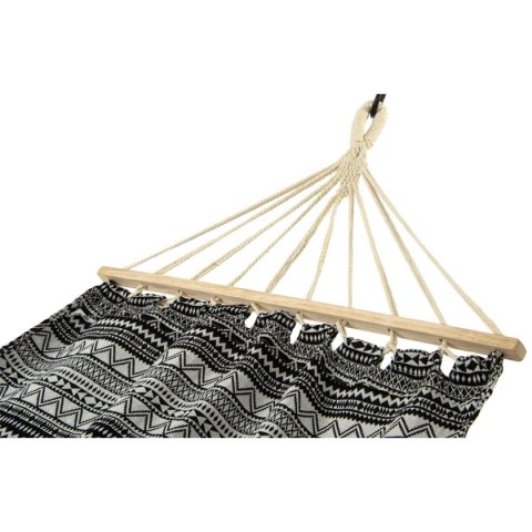 HAMAK OGRODOWY 1 OSOBOWY 200X100CM Z DRĄŻKIEM ETNO CZARNO-BIAŁY