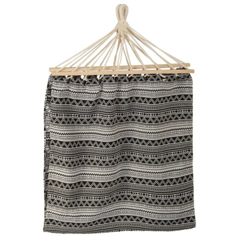 HAMAK OGRODOWY 1 OSOBOWY 200X100CM Z DRĄŻKIEM ETNO CZARNO-BIAŁY