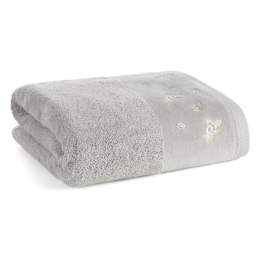 Ręcznik DALIA kwiatowy haft 70x140 cm stalowy