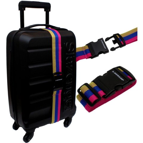 UNIWERSALNY PAS ZABEZPIECZAJĄCY DO WALIZKI SPINAJĄCY DUNLOP 200x5CM RÓŻ-NIEB-ZIEL