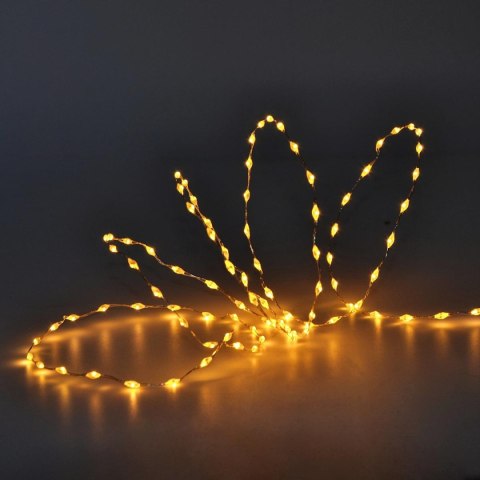 LAMPKI DRUCIKI NA BATERIE GIRLANDA 90 LED CIEPŁY BIAŁY FLASH LUCA