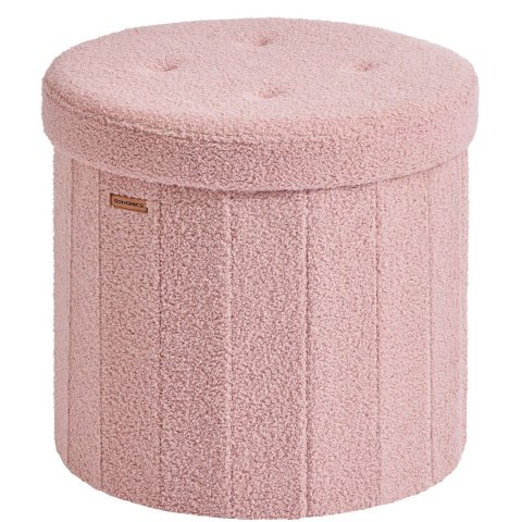 Okrągła pufa ze schowkiem 65 L różowa