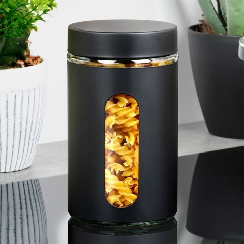 Pojemnik kuchenny na produkty sypkie suche zakręcany CZARNY MATOWY 1L VILDE 229192