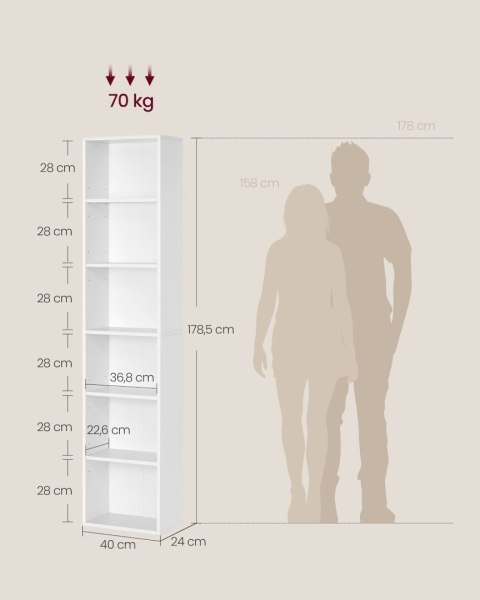 Regał na książki 6 otwartych półek