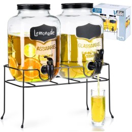 SŁÓJ SŁOIK DO NAPOJÓW Z KRANIKIEM I STOJAKIEM CZARNYM PODWÓJNY 2X4L 3 ELE. VILDE 139752