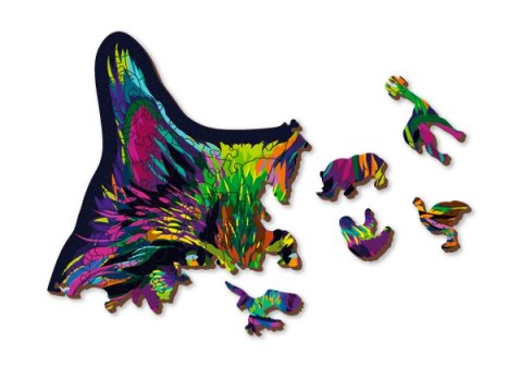 Drewniane Puzzle z figurkami - Tęczowy kot rozm. L, 274 elementów