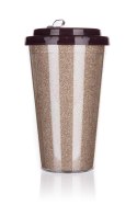 Kubek podróżny o podwójnych ściankach GLITTERS 500 ml, jasny brąz