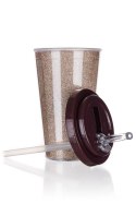 Kubek podróżny o podwójnych ściankach GLITTERS 500 ml, jasny brąz
